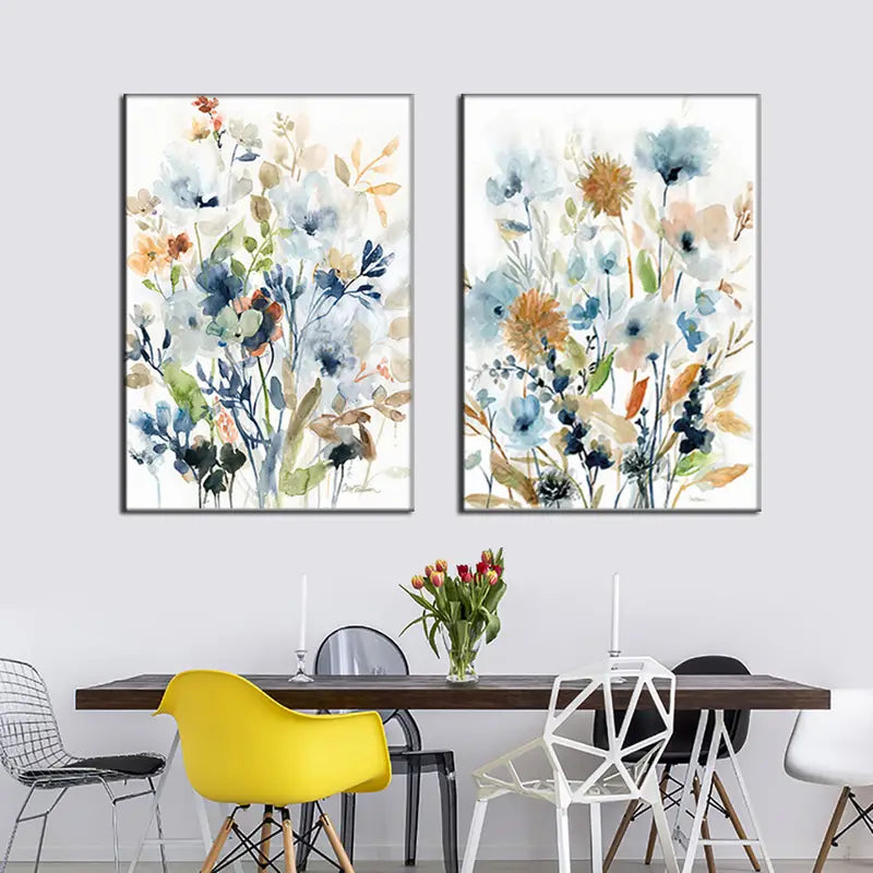 2pcs Floral Leaf Canvas Art Posters for Home Decor