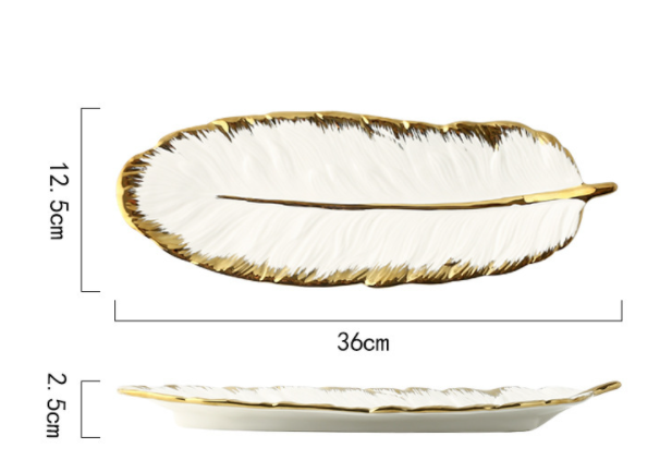 Luxury Gold Feather Table Tray