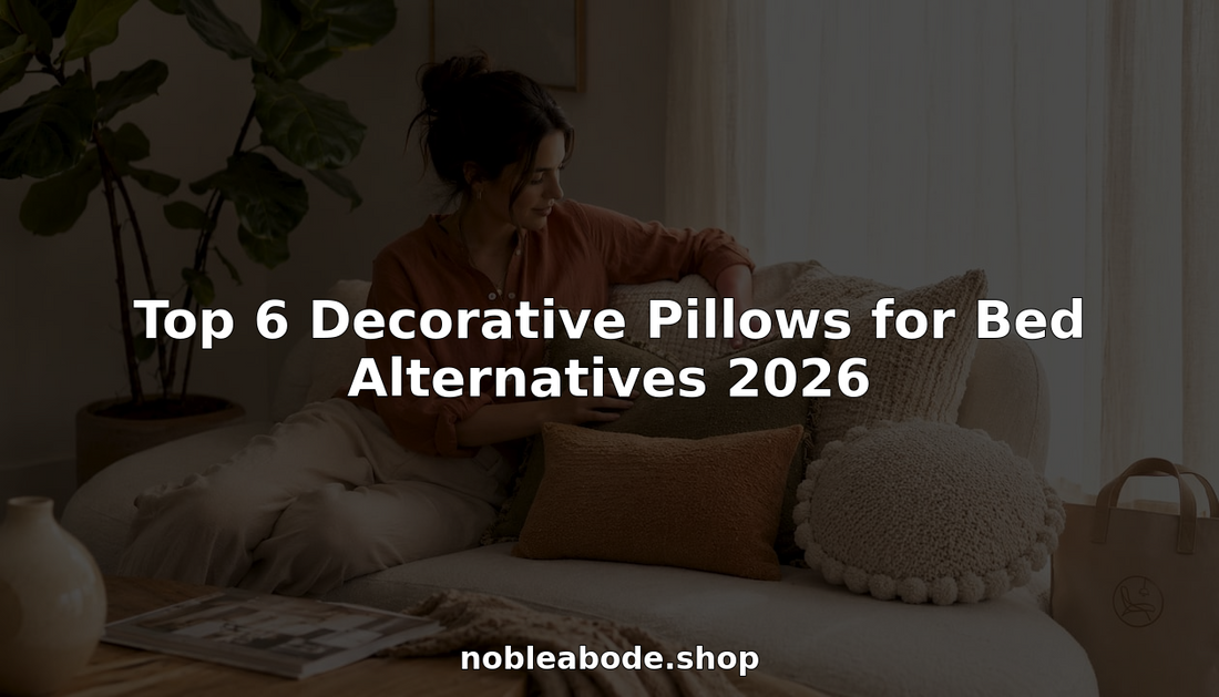 Woman arranging decorative pillows on bed