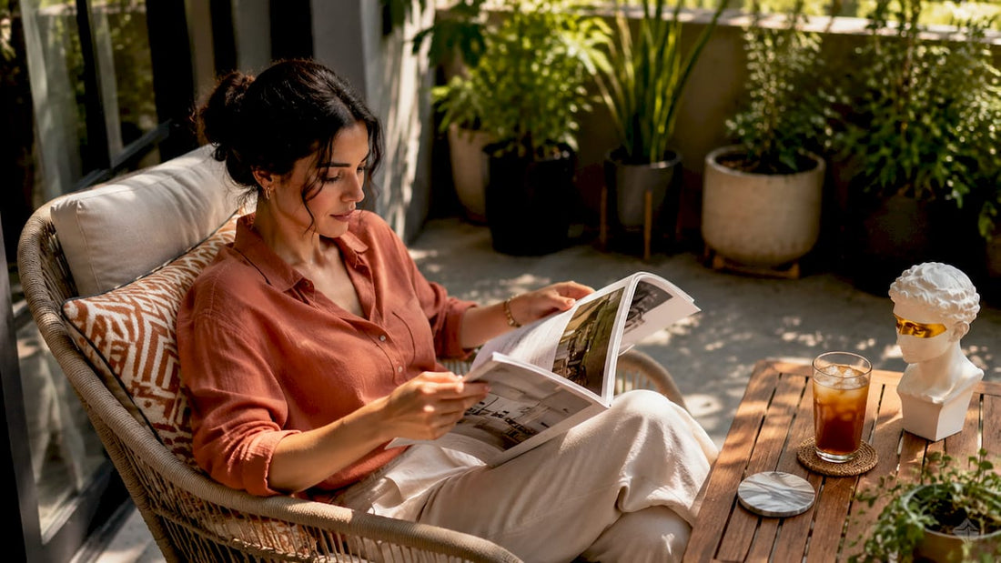 Woman planning luxury home decor purchases