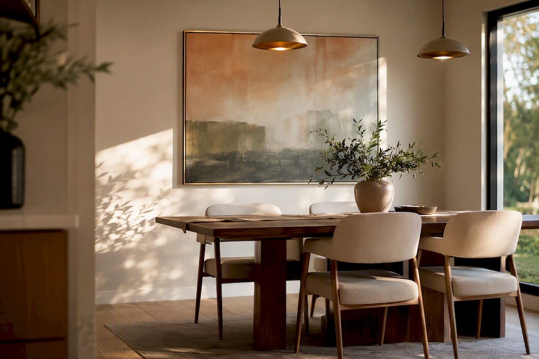 Living room with wall art above sofa