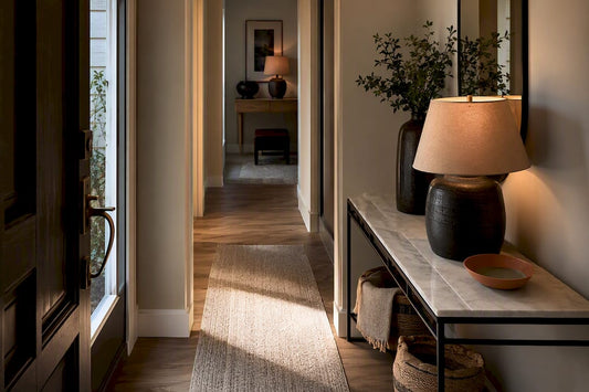Elegant narrow entryway with clear walking space