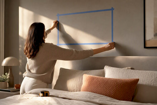 Mocking up artwork dimensions above a bed