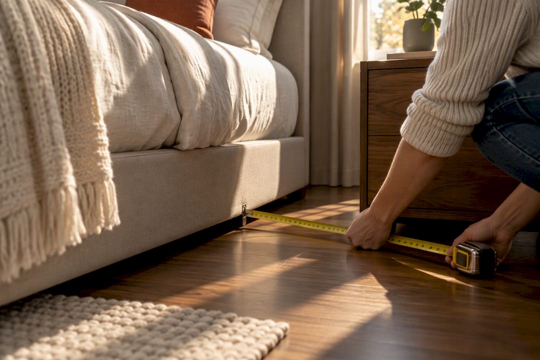 Measuring space beside a narrow bed