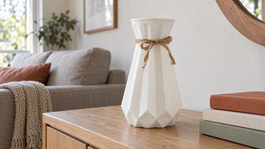 Origami Vase styled on a simple console