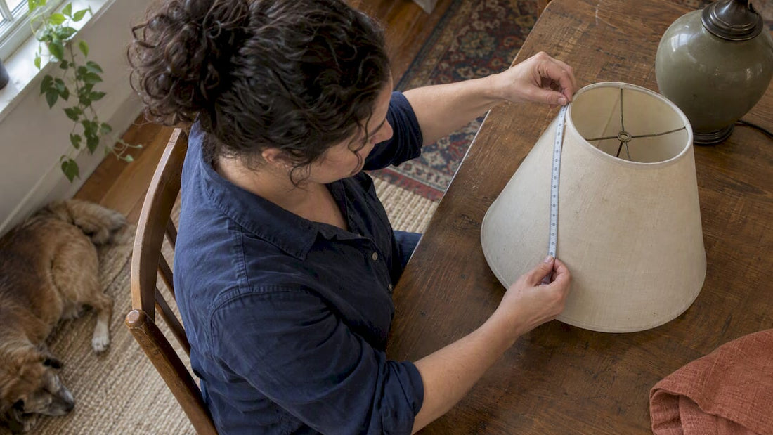 Measuring the sloped side of a lamp shade