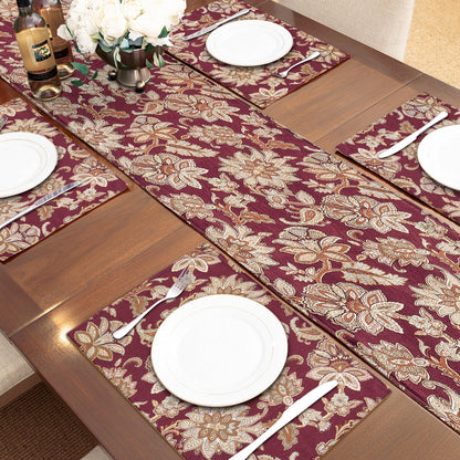 Loom and Mill Luxury Jacquard Placemats (Set of 4 - Burgundy)
