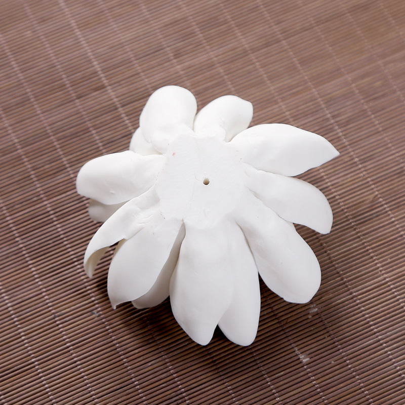 White Porcelain Lotus Incense Burner with Backflow Design