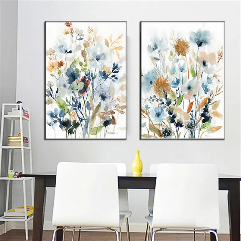 2pcs Floral Leaf Canvas Art Posters for Home Decor