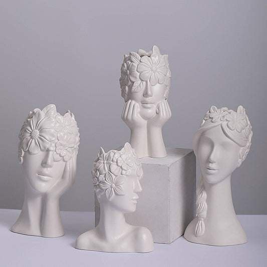 Nordic Simple Matte White Ceramic Body Vase