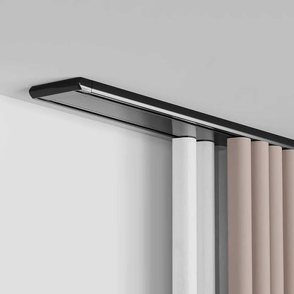 Double Row Curtain Track Silent Curtain Track Heavy Duty Drop Ceiling Curtain Track for Curtains-Room Divider for Living Room Bedroom Hospital Easy Install(Black1.2m(3.9ft))