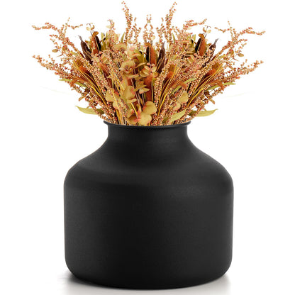 Goaste Metal Matte Flower Vase Small Black Vase for Flowers 6.5 Inch Tall Iron Frosted Flower Arranging Vase for Table Centerpiece Home Shelf Office Garden Decor Black