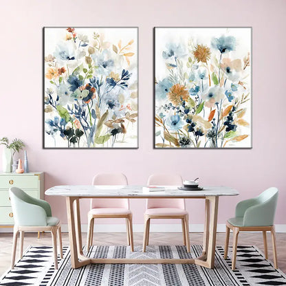 2pcs Floral Leaf Canvas Art Posters for Home Decor