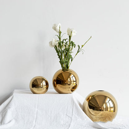 Electroplated Ceramic Gold Vase for Home Decor