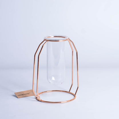 Minimalist Glass Hydroponic Metal Vase with Stand