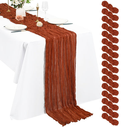 16 Pack Cheesecloth Table Runner 10Ft Boho Gauze Table Runner 35×120 Inch Rustic Romantic Long Table Runner