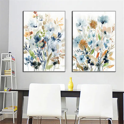 2pcs Floral Leaf Canvas Art Posters for Home Decor