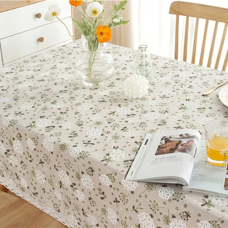 Dandelion Cotton Linen Lace Table Cover for Home Decor