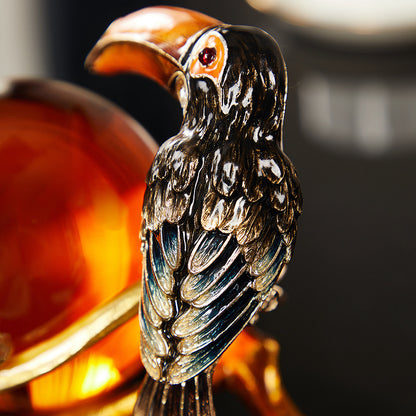The Toucan & Bough Enamel Crystal Sphere Sculpture