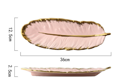 Luxury Gold Feather Table Tray