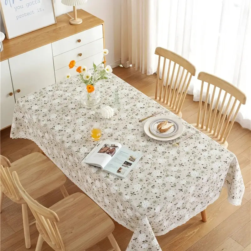 Dandelion Cotton Linen Lace Table Cover for Home Decor