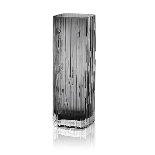 Modern Minimalist Crystal Glass Square Vase (Grey)