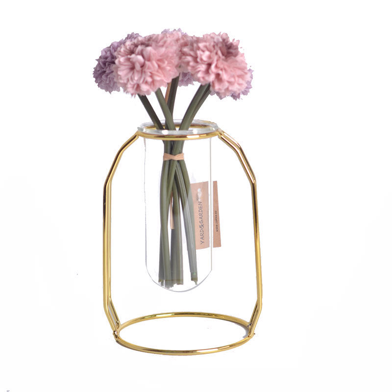Minimalist Glass Hydroponic Metal Vase with Stand