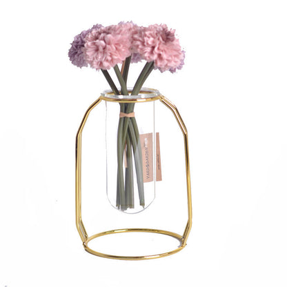Minimalist Glass Hydroponic Metal Vase with Stand