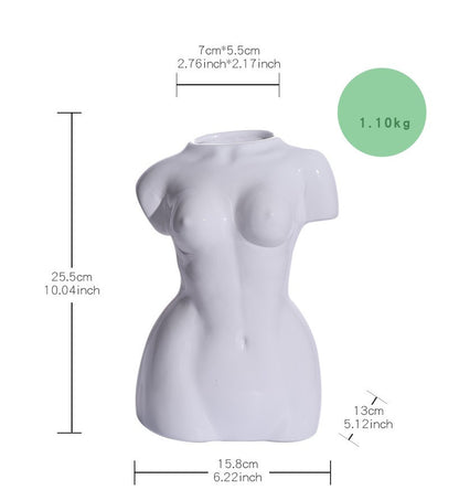 Nordic Minimalist Ceramic Vase with Figurine Decor