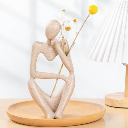 INNOLITES Boho Decor Thinker Statue Abstract Art Sculpture Sandstone Resin Collectible Figurines for Home Living Room Office Shelf Decoration(Right Large)