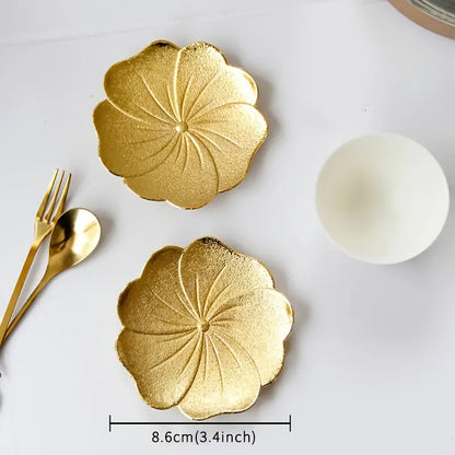 Luxury Gold Lotus Leaf Embossed Metal Coaster (1pc)