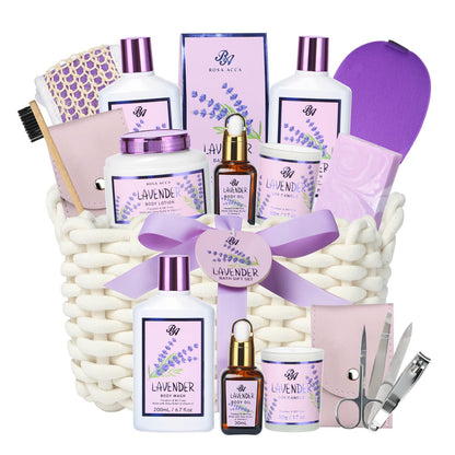 Home Spa Gift Basket - Lavender Scented Bath & Manicure Set
