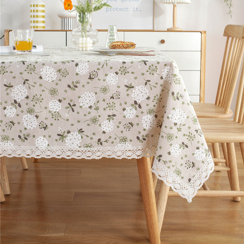 Dandelion Cotton Linen Lace Table Cover for Home Decor