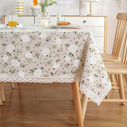 Dandelion Cotton Linen Lace Table Cover for Home Decor