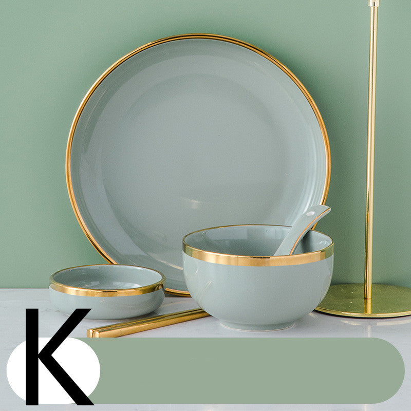 Light Luxury Large Ceramic Rice Bowl Tableware Set