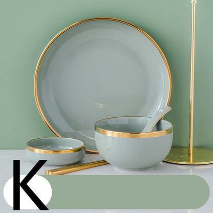Light Luxury Large Ceramic Rice Bowl Tableware Set