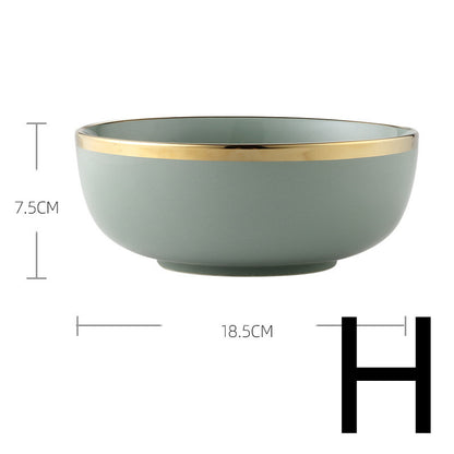 Light Luxury Large Ceramic Rice Bowl Tableware Set