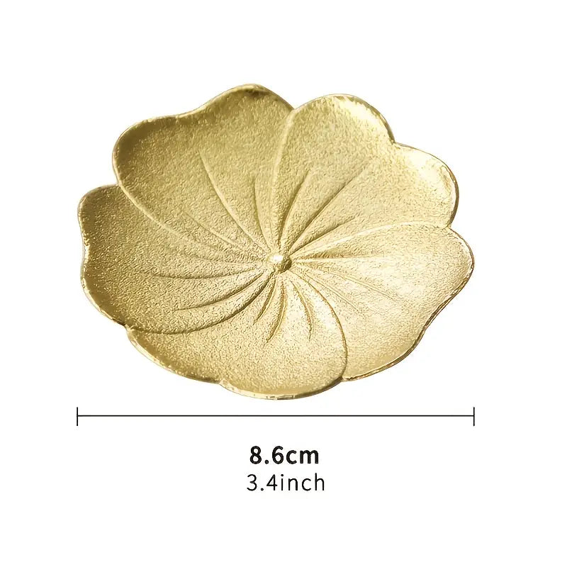 Luxury Gold Lotus Leaf Embossed Metal Coaster (1pc)