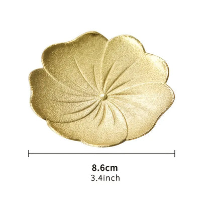 Luxury Gold Lotus Leaf Embossed Metal Coaster (1pc)