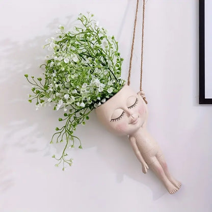 Creative Resin Succulent Vase with Gymnastics Doll