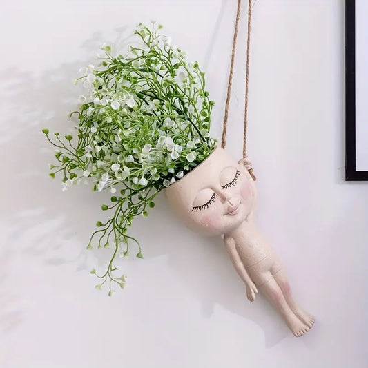 Creative Resin Succulent Vase with Gymnastics Doll