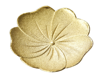 Luxury Gold Lotus Leaf Embossed Metal Coaster (1pc)
