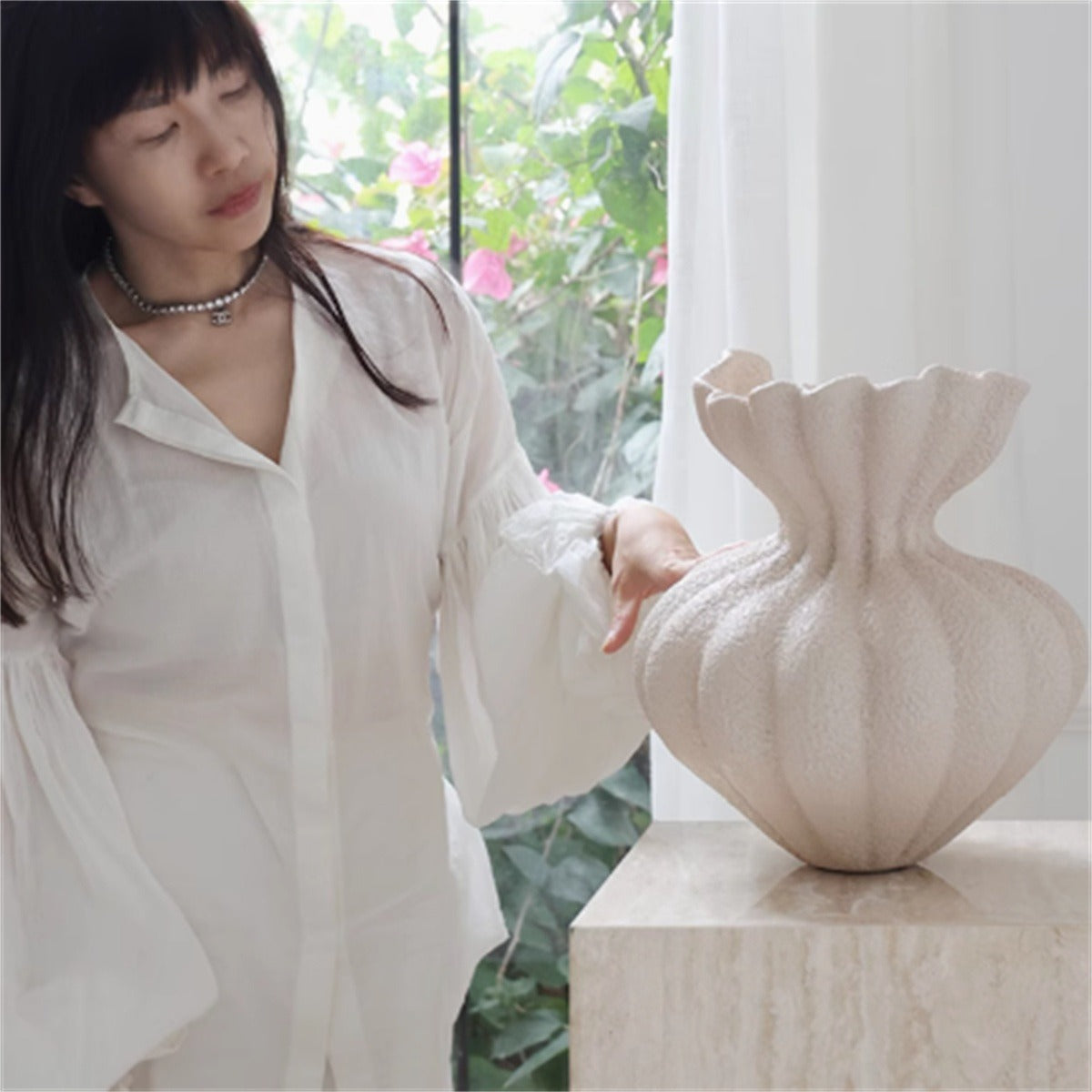French Style White Decorative Large Vase