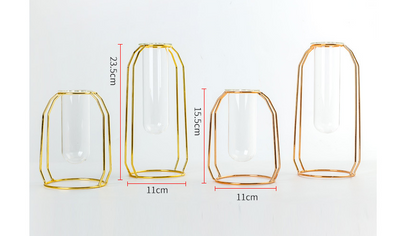 Minimalist Glass Hydroponic Metal Vase with Stand