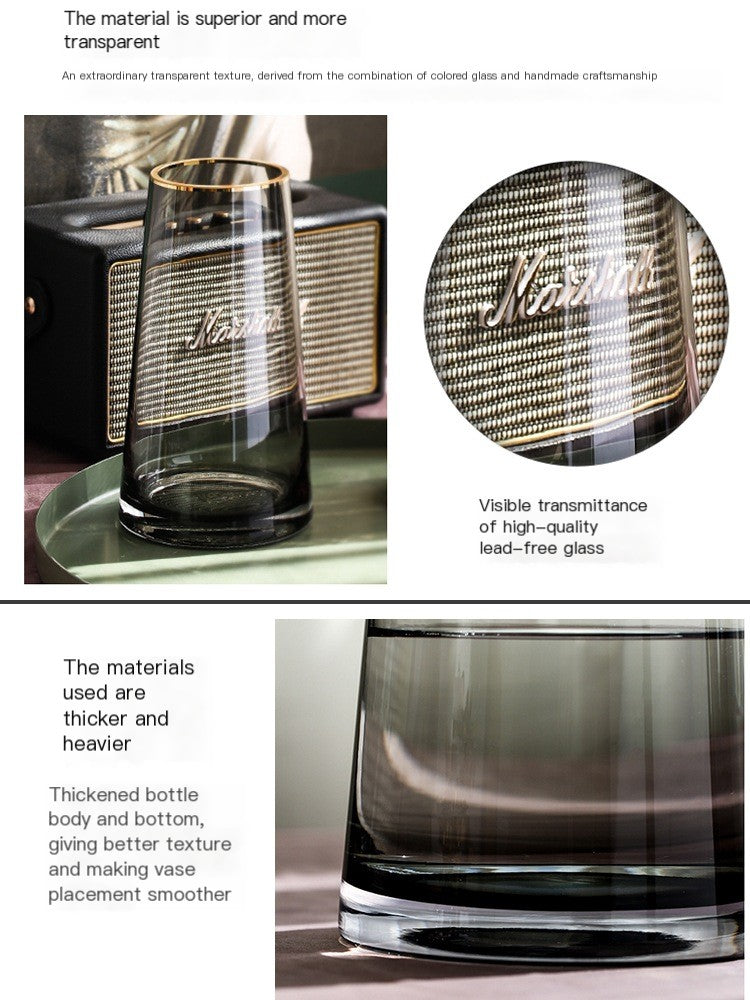 Luxury Gold Trim Glass Vase for Nordic Minimalist Decor