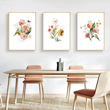 3pcs Floral Leaf Canvas Wall Art for Home Decor