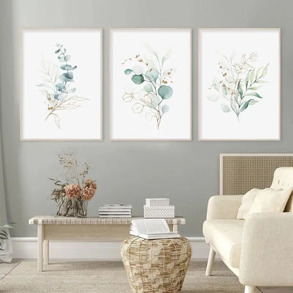 3pcs Floral Leaf Canvas Wall Art for Home Decor