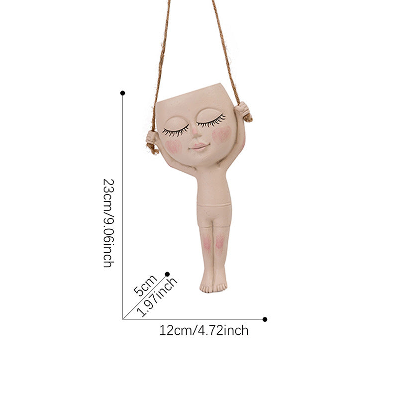 Creative Resin Succulent Vase with Gymnastics Doll