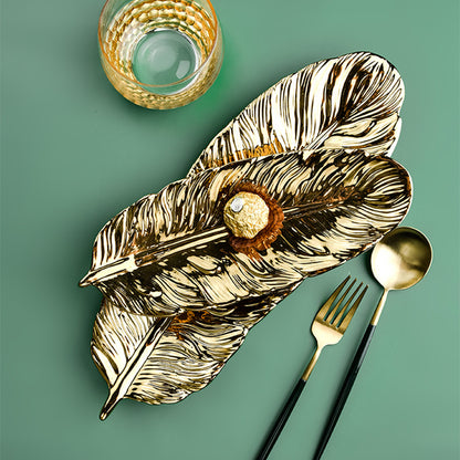 Luxury Gold Feather Table Tray