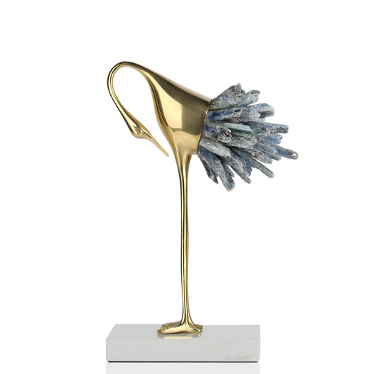 suruim Gold Decor AccentsBrass Birds Statues Gold Home Decor Modern Crystal Decor Ornaments for Living Room Bedroom Office Desktop Cabinets (Blue C)